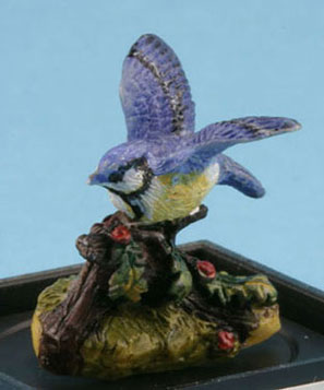 Dollhouse Miniature Blue Jay (Hand Painted Bird Figurine)